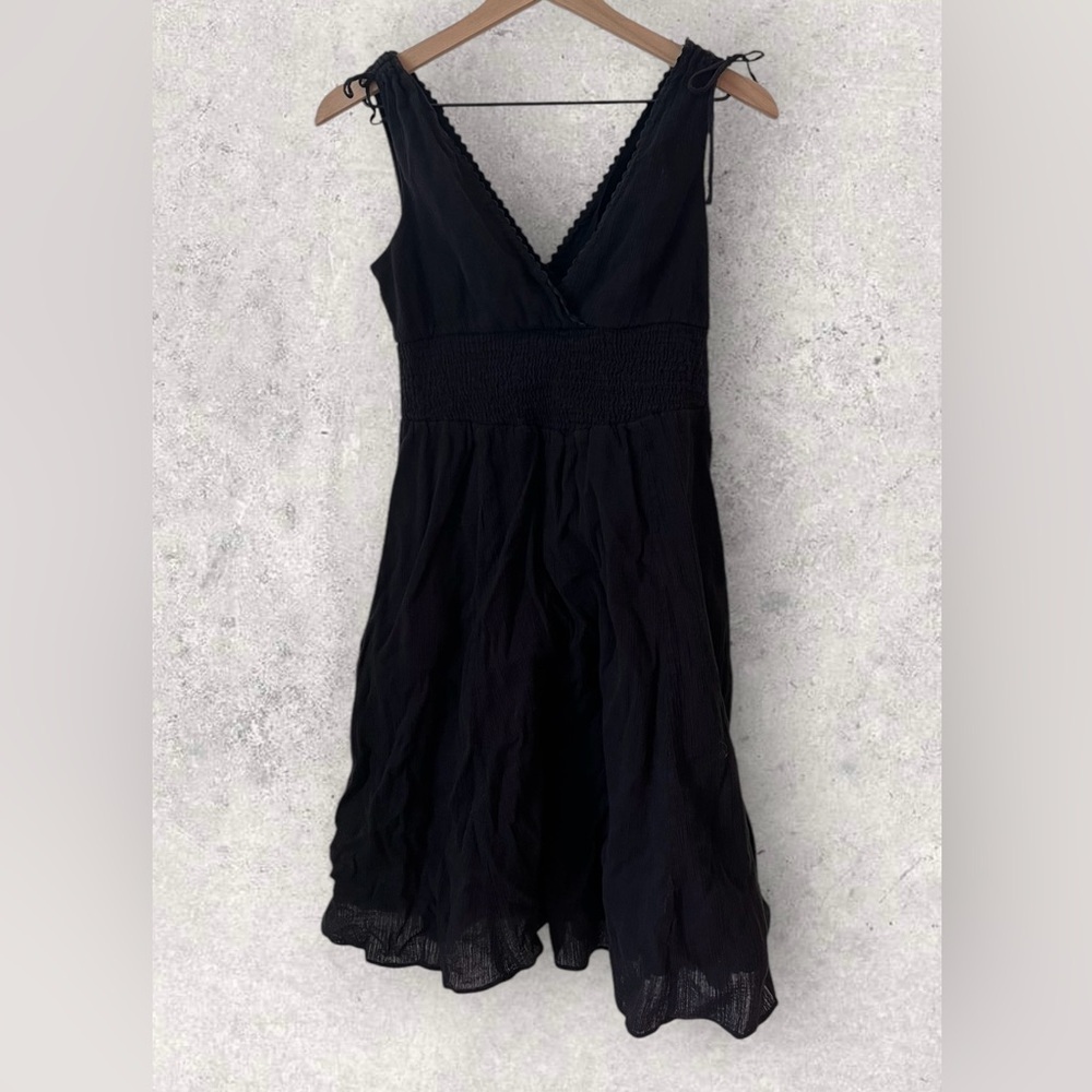Anthropologie Maeve Midi Black Spring Smocked Dress